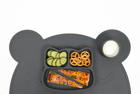 Cat stickie plate - charcoal - 7