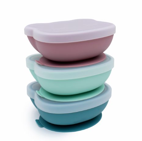 Bear stickie bowl with lid - blue dusk - 8