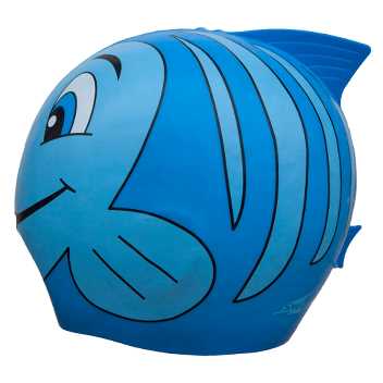 Swim cap- fish - blue