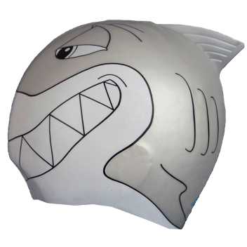 Swim cap - shark - grey