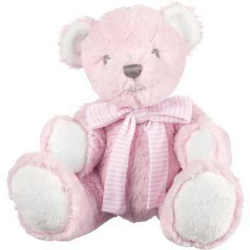 Pink bear with rattle - small