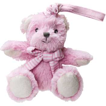 Barnevognslegetøj - lyserød bamse