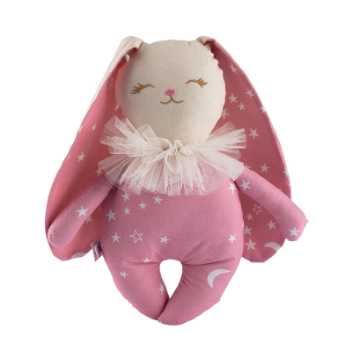 Rabbit with long ears - pink with stars