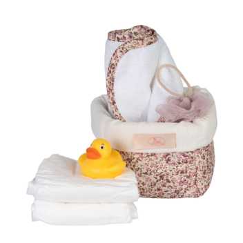 Doll changing basket - with content
