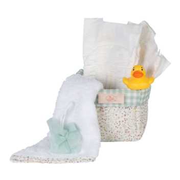 Doll changing basket - with content
