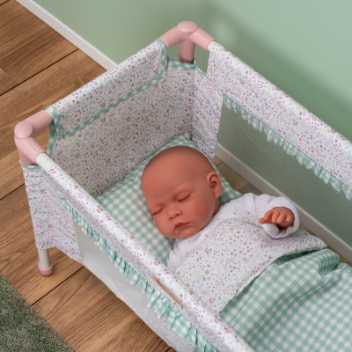 Travel cot for dolls - includes bedding set