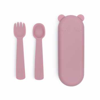 Feedie fork & spoon set - dusty rose