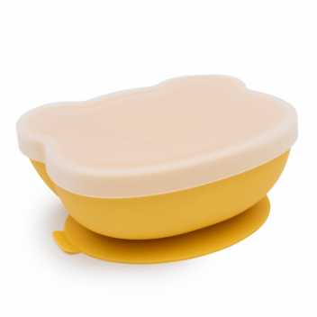 Bear stickie bowl with lid - yellow