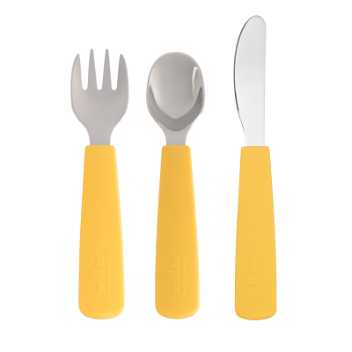 Toddler feedie cutlery set, 3 pieces - yellow