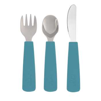 Toddler feedie cutlery set, 3 pieces - blue dusk 