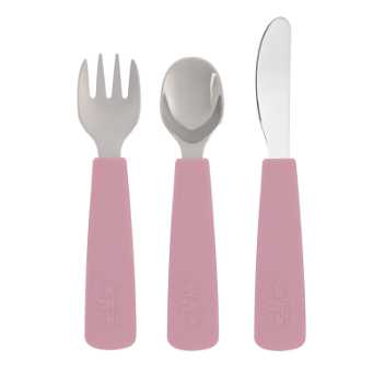 Toddler feedie cutlery set, 3 pieces - dusty rose 