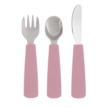 Toddler feedie cutlery set, 3 pieces - dusty rose