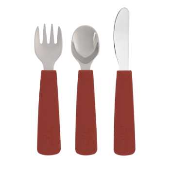 Toddler feedie cutlery set, 3 pieces - rust