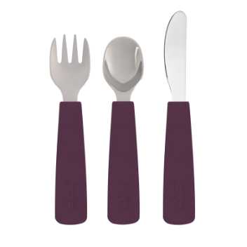 Toddler feedie cutlery set, 3 pieces - plum 
