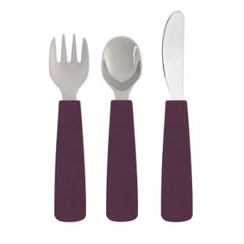 Toddler feedie cutlery set, 3 pieces - plum