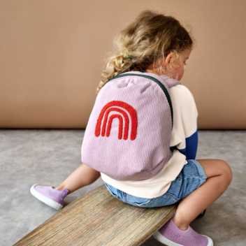 Small backpack in velvet - rainbow