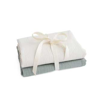 Baby Muslin 2-pack - Ivory and sage