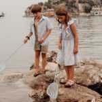 Telescopic fish net - dusty blue