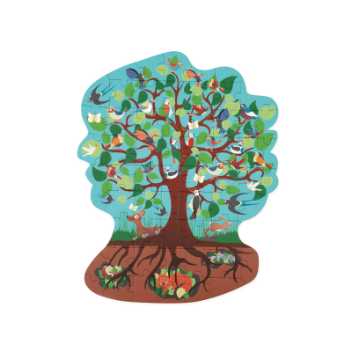 Contour puzzle - bird tree