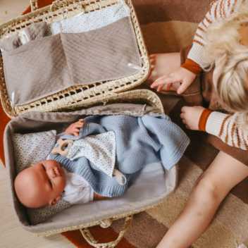 Basket suitcase - vintage print