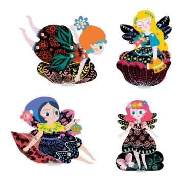 Scratch with joint puppet - fairies in the garden