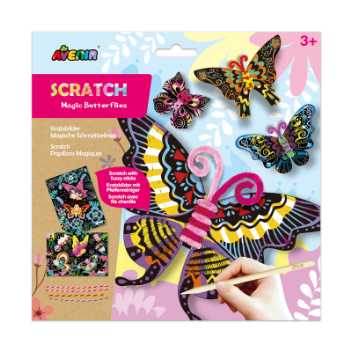 Scratch with fuzzy sticks - magic butterflies