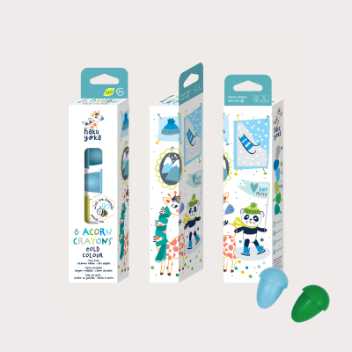 Acorn-shaped crayons - cold colours