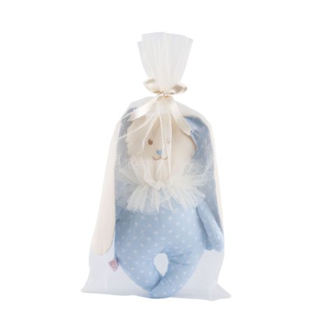 Rabbit with long ears - soft blue with stars - 1