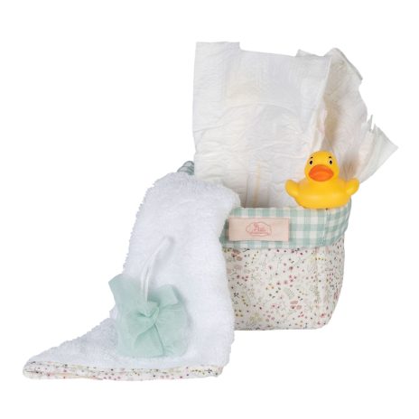 Doll changing basket - with content