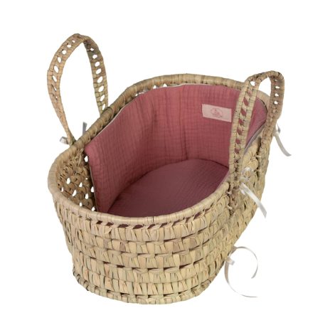 Small doll's cradle in palm leaves - rose