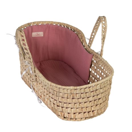 Large doll's cradle in palm leaves - rose