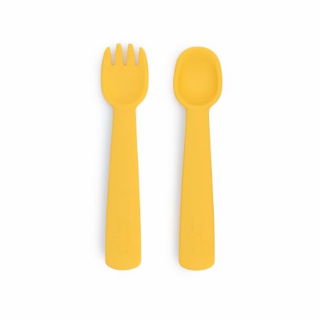 Feedie fork & spoon set - yellow - 1