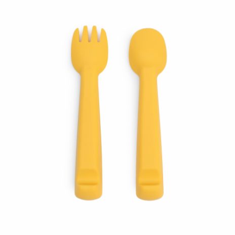 Feedie fork & spoon set - yellow - 2