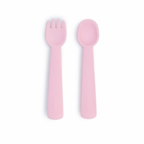 Feedie fork & spoon set - powder pink - 1