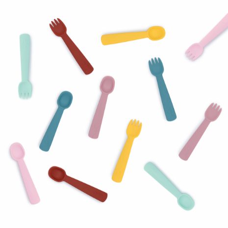 Feedie fork & spoon set - powder pink - 4