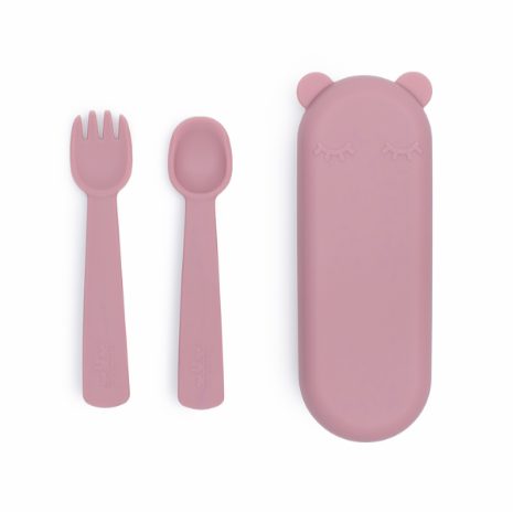 Feedie fork & spoon set - dusty rose