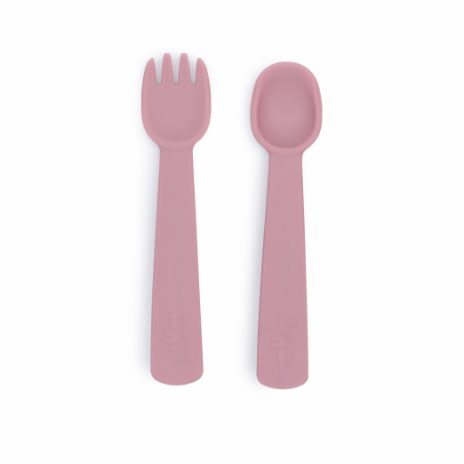 Feedie fork & spoon set - dusty rose - 1