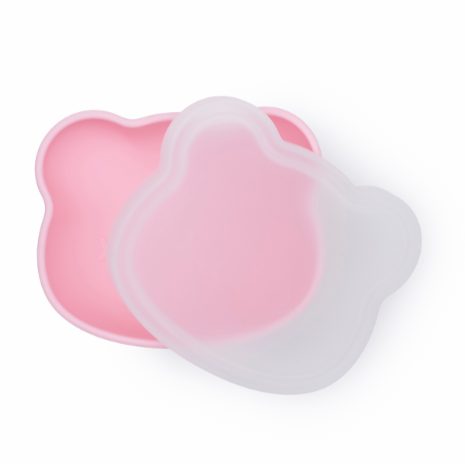 Bear stickie bowl with lid - powder pink - 1