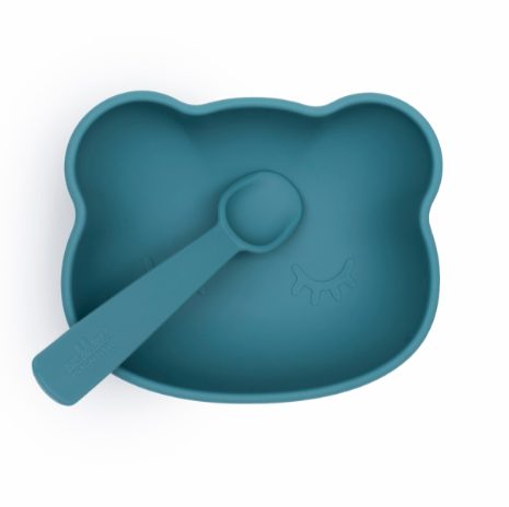 Bear stickie bowl with lid - blue dusk - 6