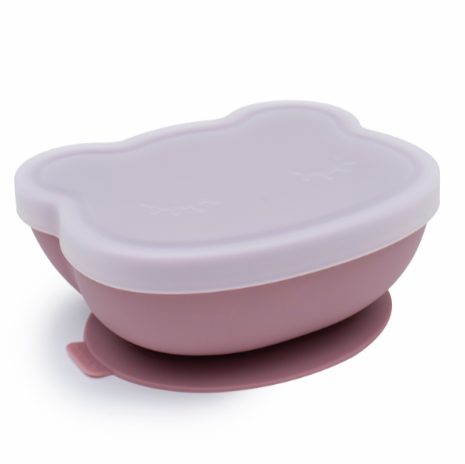 Bear stickie bowl with lid - dusty rose