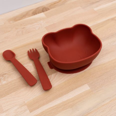Bear stickie bowl with lid - rust - 4