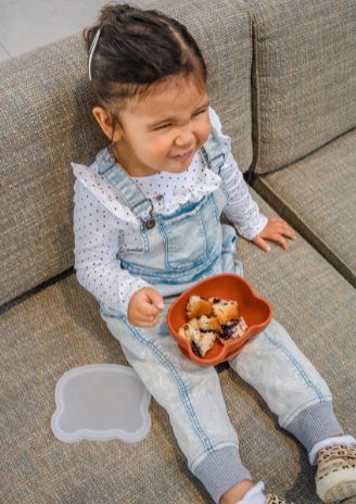 Bear stickie bowl with lid - rust - 7