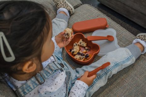 Bear stickie bowl with lid - rust - 9