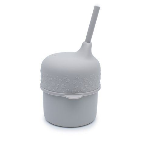 Sippie lid and mini straw - warm grey - 4