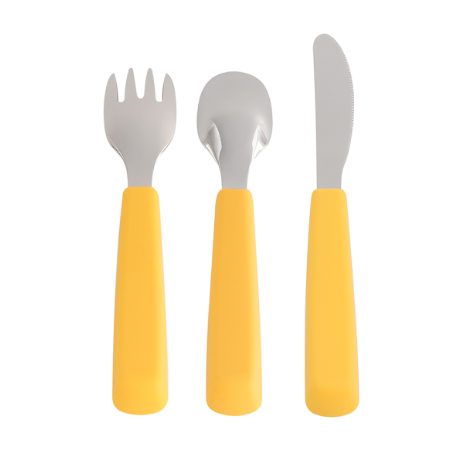 Toddler feedie cutlery set, 3 pieces - yellow - 1