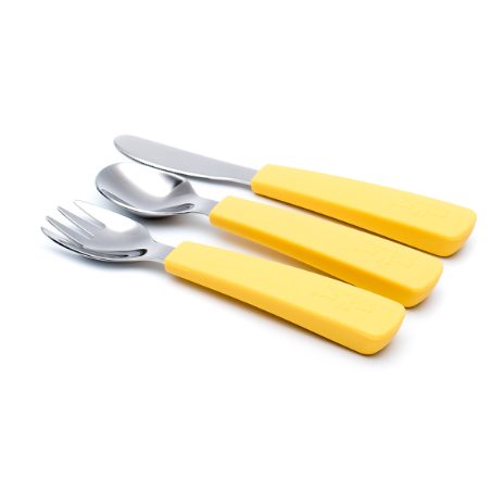 Toddler feedie cutlery set, 3 pieces - yellow - 2