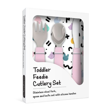 Toddler feedie cutlery set, 3 pieces - powder pink - 3