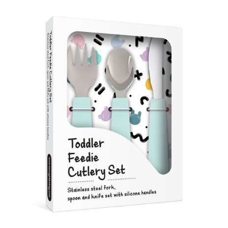 Toddler feedie cutlery set, 3 pieces - minty green - 3