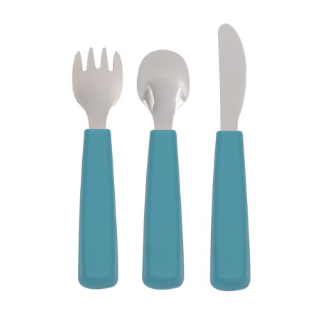 Toddler feedie cutlery set, 3 pieces - blue dusk  - 1