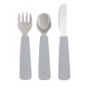 Toddler feedie cutlery set, 3 pieces - warm grey - icon